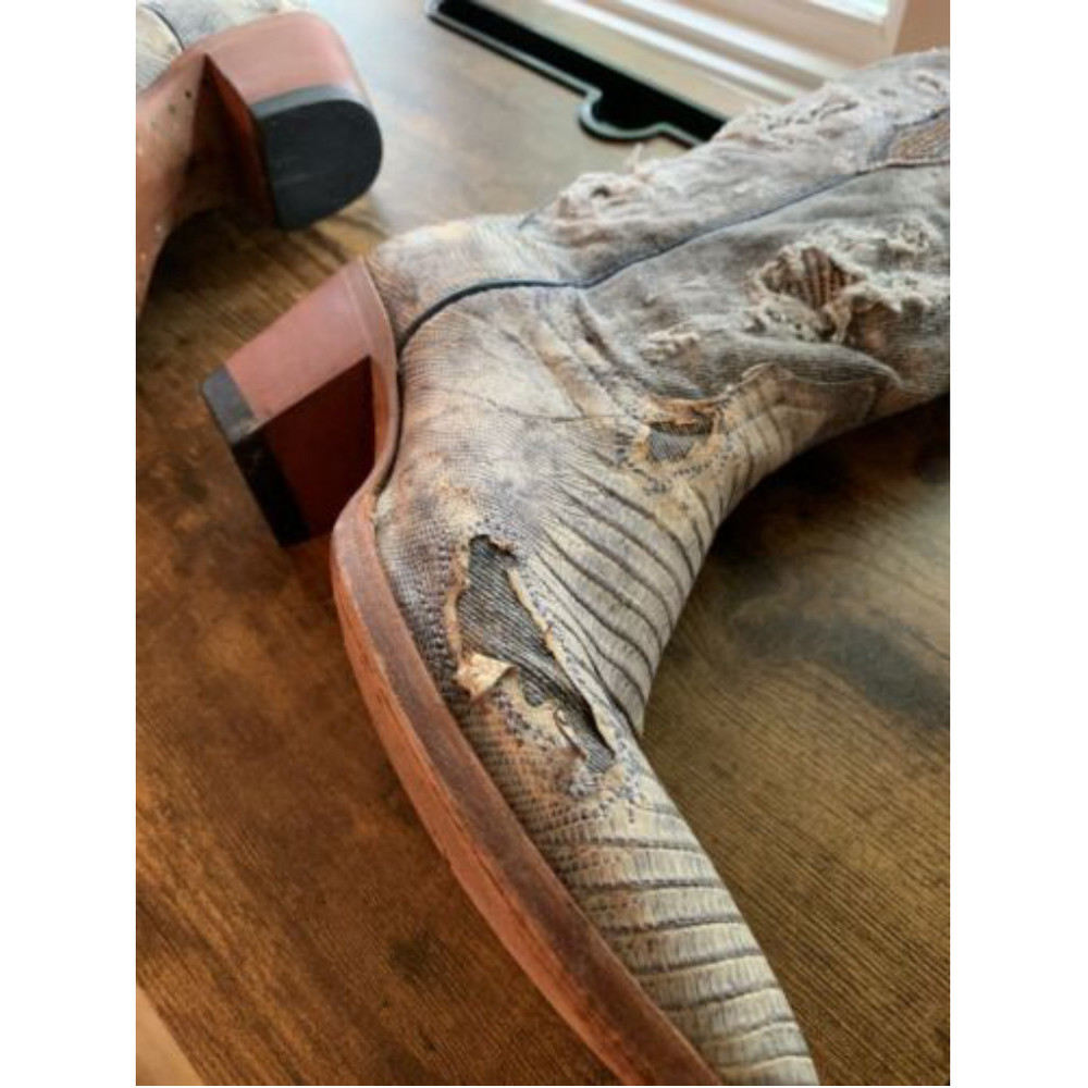 Dan Post Women’s Denim And Lizard Distressed Cowboy Boots Size 7.5 - Picture 12 of 15